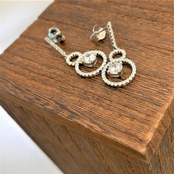 Brilliante Platinum Embraced 1.76 DEW Simulated Diamond Double Drop Earrings - Picture 5 of 11